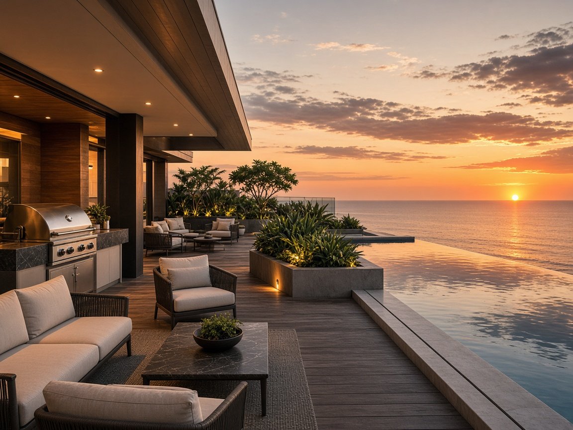 Amenities de un edificio: terraza y parrillero